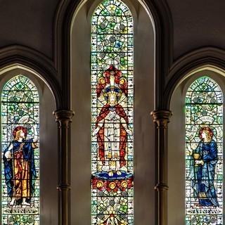 CCNM Window - Jesus the Saviour, John the Baptist and John the Evangelist