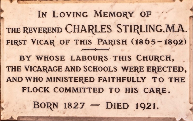 In loving memory of the Reverend Charles Stirling