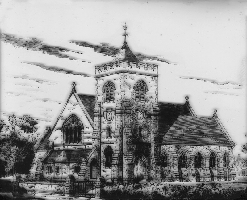Illustration of the planned 1894 enlargement featuring the proposed tower