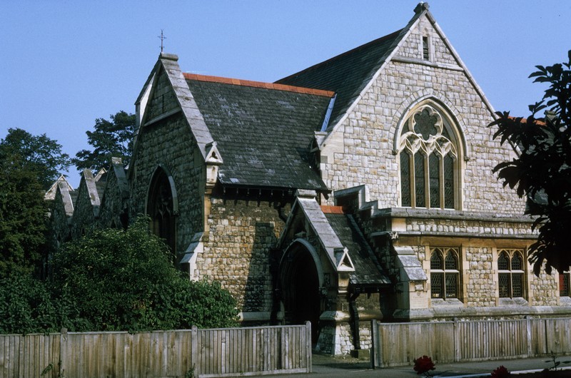 Photo of Christ Church showing its west and north walls, prior to the development of Christ Church lounge