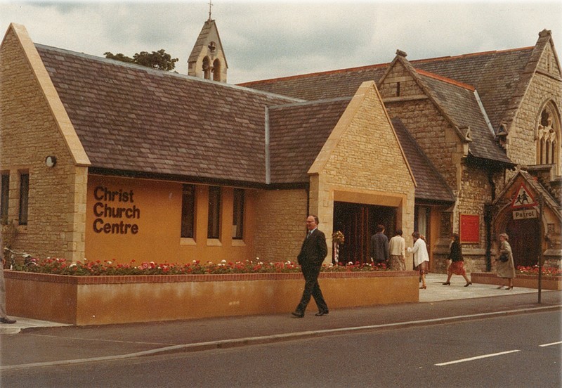 Photo showing the completed Christ Church Centre with its new entrance and new flower beds