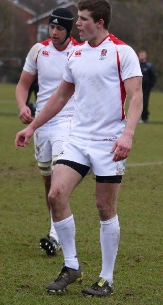 Dylan Morris in the white England Rugby kit