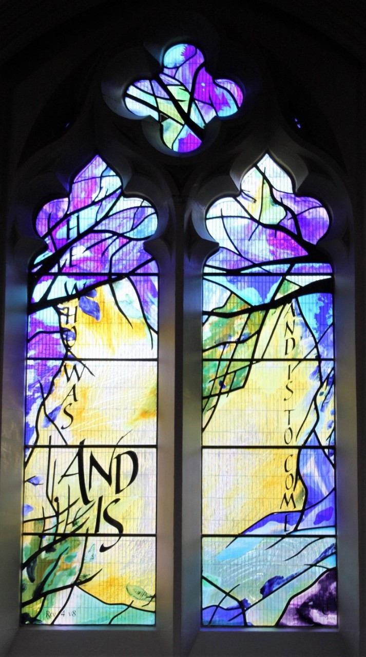 Photo of the 'Gateway to Heaven' stained glass window in memory of Susie Morris