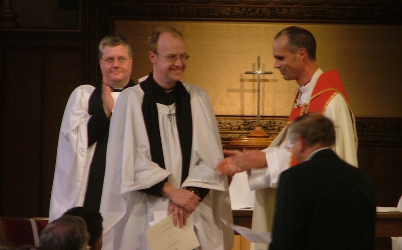 Stephen Kuhrt being licensed as vicar with the Bishop of Kingston